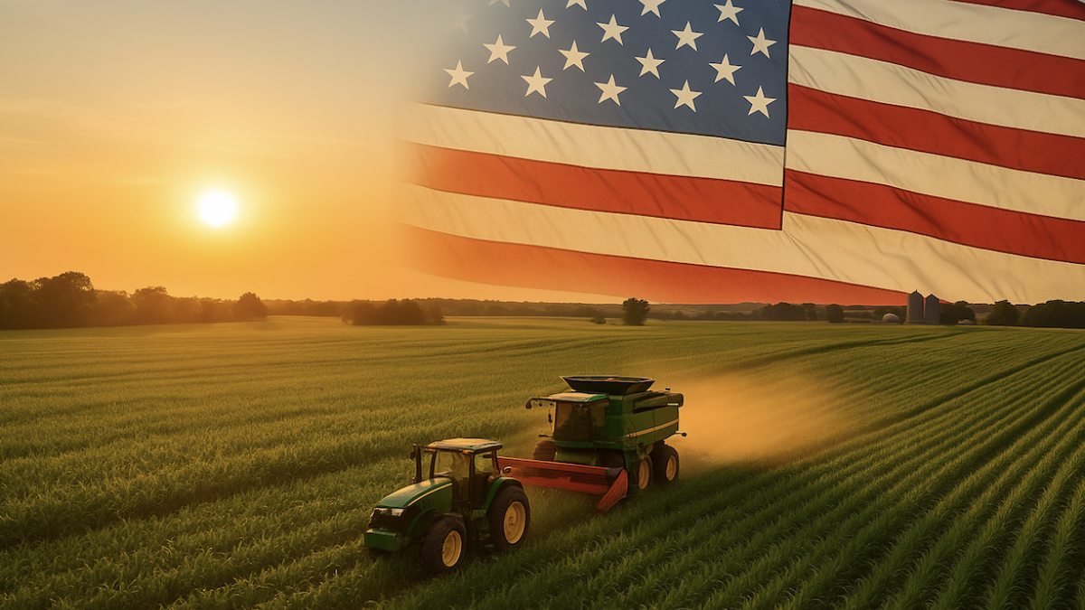 Photo of Fields and American Flag