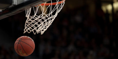 Basketball in hoop