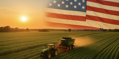 Photo of Fields and American Flag